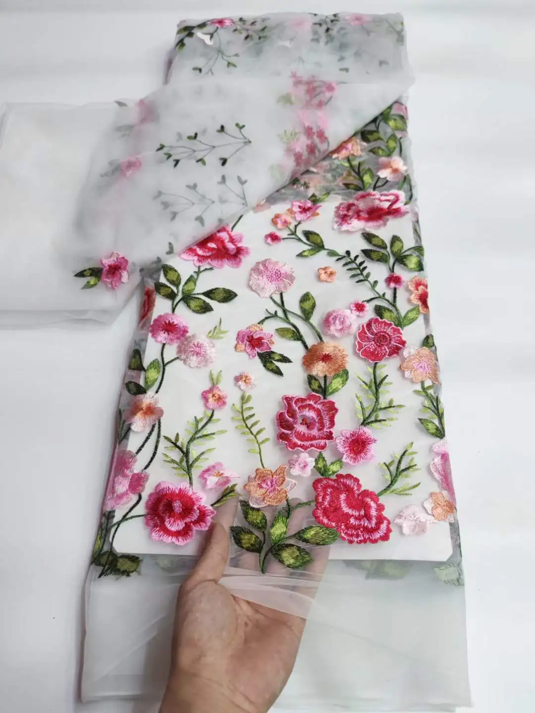 African Mesh Lace Fabric High Quality Nigerian Tulle Lace French Net With Flower For Dress