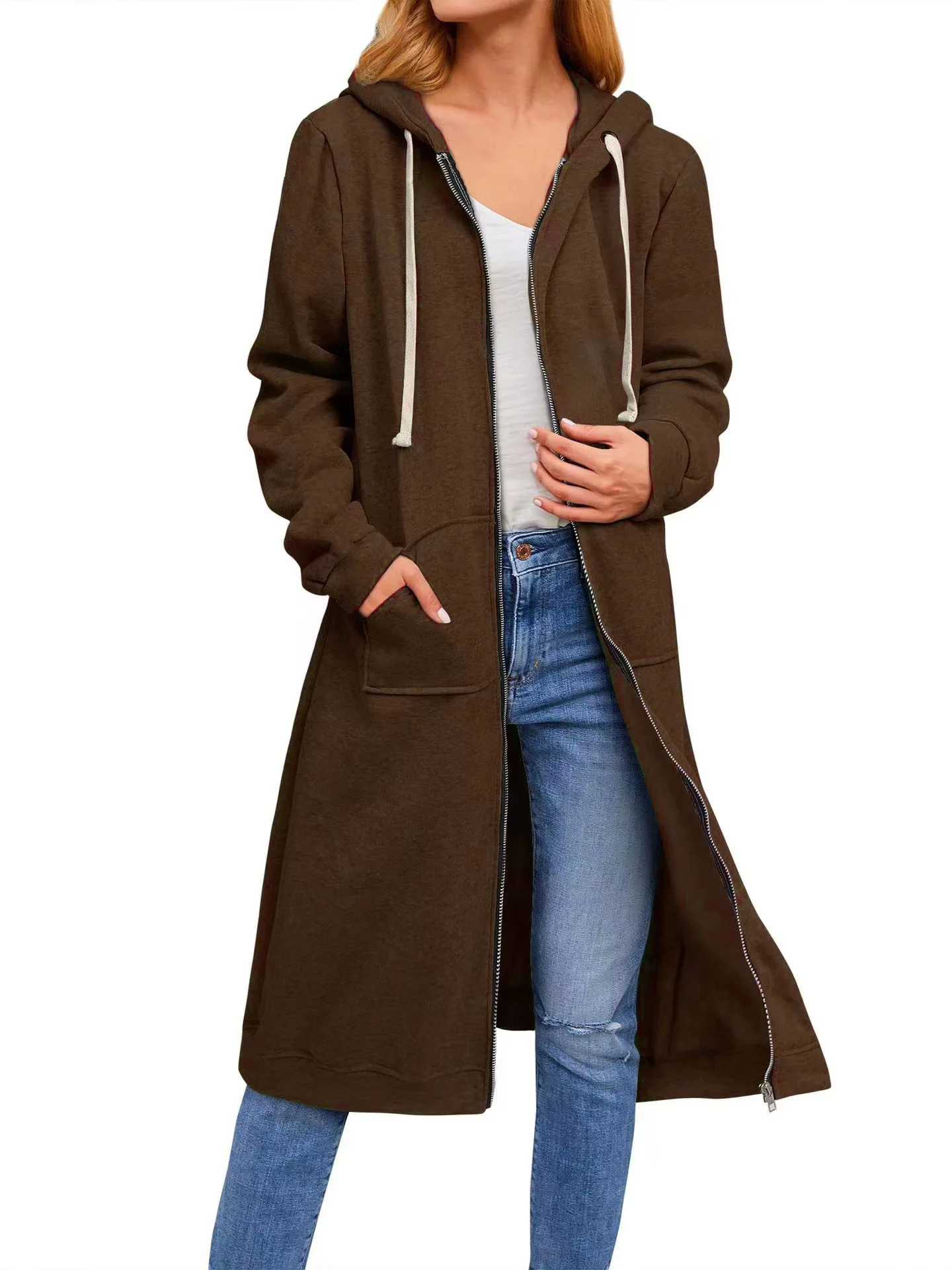 Autumn and Winter 2023 New Women's Casual Loose Zipper Long Cardigan Coat Long Sleeve Female Fashion Jackets Coats Lady Clothing