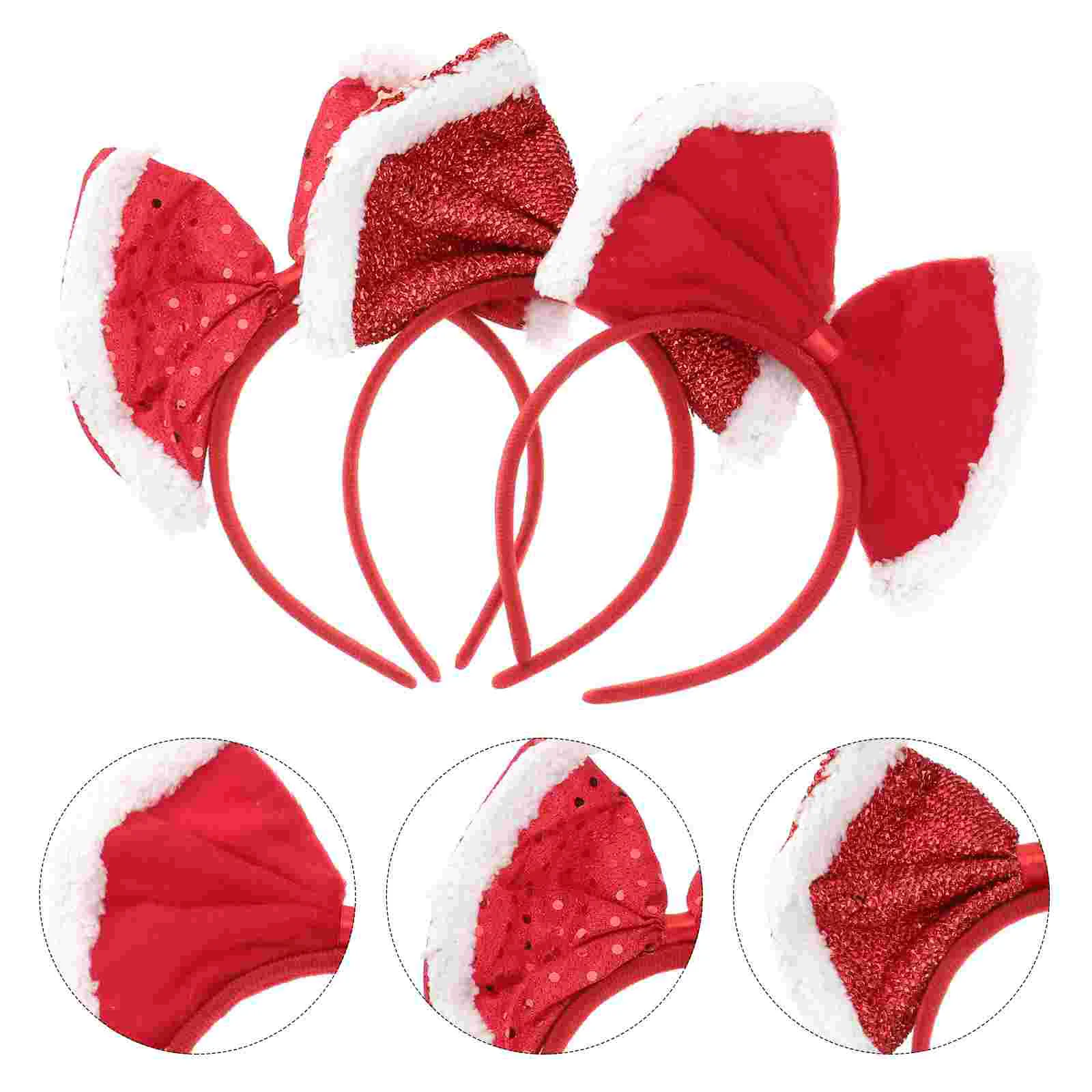 

3 Pcs Bowknot Hairband Sequin Headband Women Girls Red Hair Band Hair Accessories for Hallowen Party Cosplay Christmas