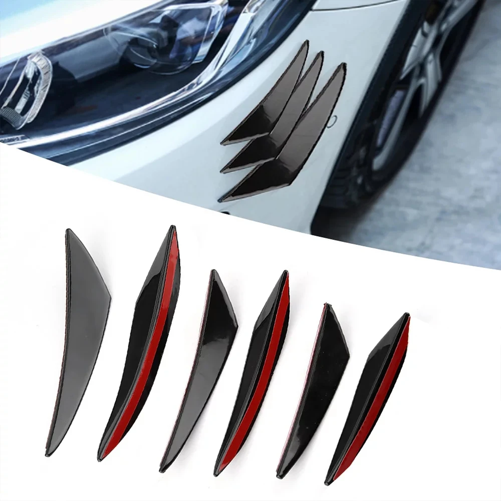 

Hot Sale 6pcs/set Decoration Diffuser Splitter Fin Body Spoiler Canard Valence Chin Car Tuning Canard Universal Front Bumper Lip