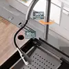 Waterfall Kitchen Sink Topmount Single Bowl Wash Basin Stainless Steel Workstation with Drain Accessories Knife Holder Faucet 3