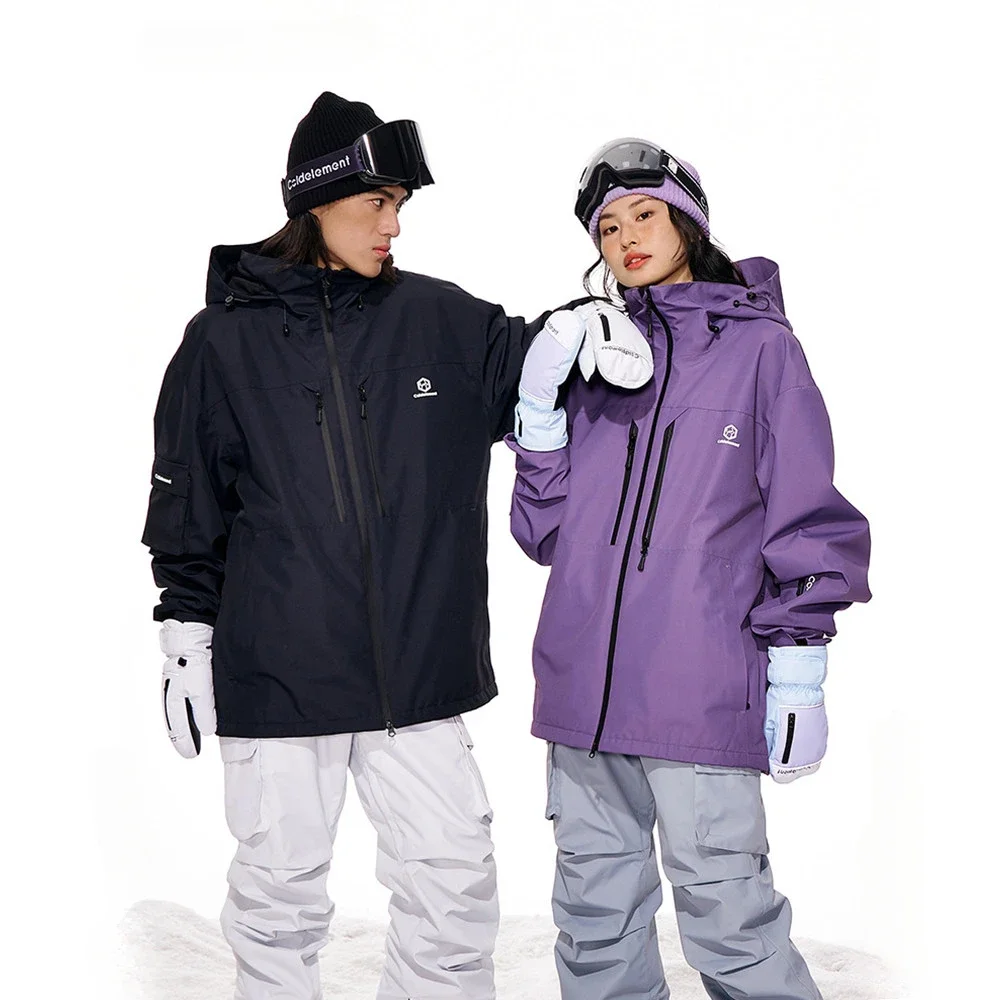 Unisex Fluorescent Pink Ski Jacket for Men Women Windproof Overalls Hoodie Waterproof Outdoor Jackets Snowboard Sports Clothing