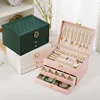 Boîte de rangement portable pour bijoux, organiseur de voyage, étui à bijoux en cuir, rangement pour boucles d'oreilles, colliers, bagues, présentoir à bijoux