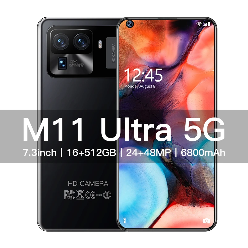 red magic 5g cellphones 2022 Smartphone M11 Ultra 7.3 inch Dual Card Unlocked 5G Android Cell phone 16GB 512GB 48MP Camera 6800mAh Battry Smartphones cell phones with 5g support