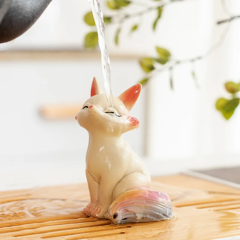 Color Changing Little Fox Panda Rabbit Tea Pet Can Be Raised for Tea Play Office Home Table Pet Decoration tea pet ornaments