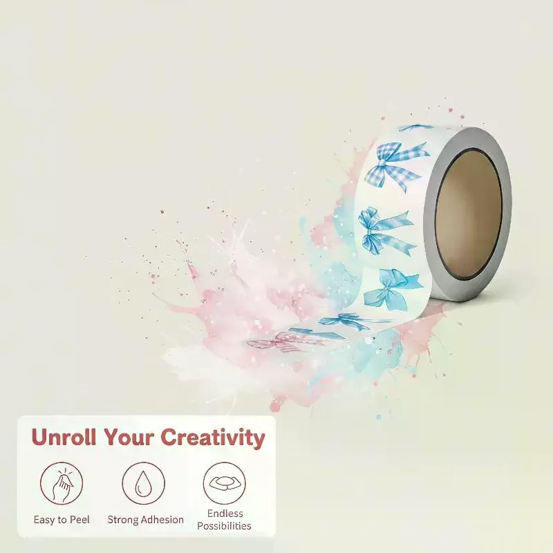 Adesivi Decorativi con Motivo a Fiocco 500 Pezzi/Rotolo, Decalcomanie Autoadesive per Scrapbooking, Laptop, Confezioni Regalo, Fai da Te e Artigianato - immagine 4