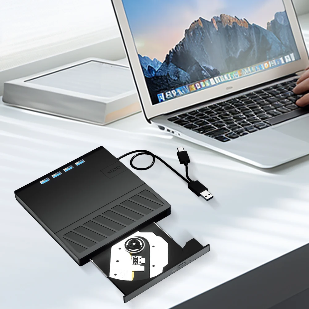 7 in 1 USB 3.0 Type C External CD DVD RW Optical Drive with SD/TF Port CD/DVD/BD -/+RW Player Burner Writer Reader for Laptop PC