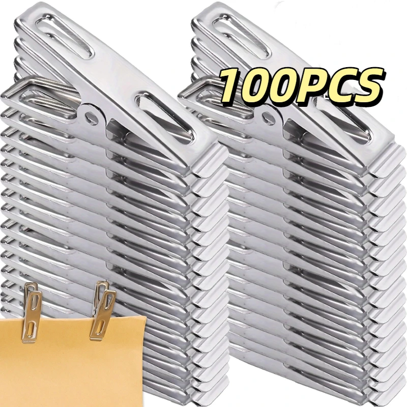 20/100PCS Stainless Steel Clothes Pegs Washing Line Hang Pins Windproof Metal Clamps Strong Clamping Force Laundry Clips Supply 20/100PCS Stainless Steel Clothes Pegs Washing Line Hang Pins Windproof Metal Clamps Strong Clamping Force Laundry Clips Supply