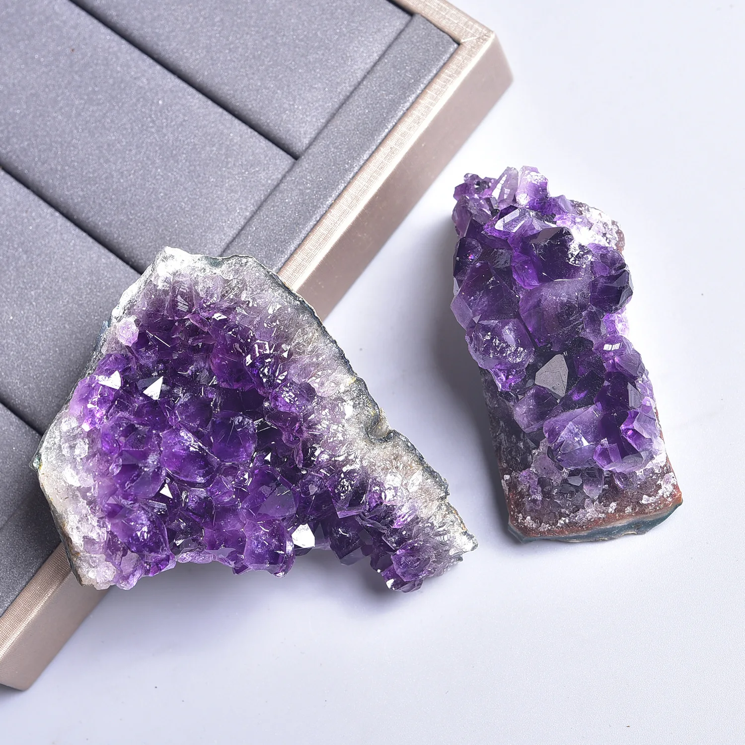 Natural Amethyst Cluster Incense Holder Ornament Irregular Rock Purple Crystal Quartz Healing Stones Incense Burner Buddha Decor