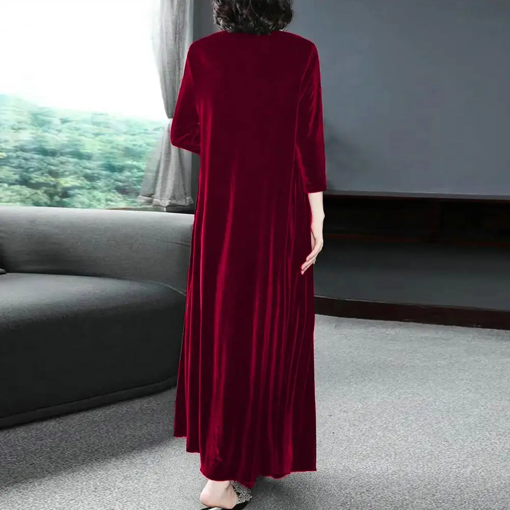 

Solid Color Long Sleeve Dress Cozy Stylish Fall/spring Women's Maxi Dress Loose Fit Soft Warm Fabric Ankle Length Spring Maxi