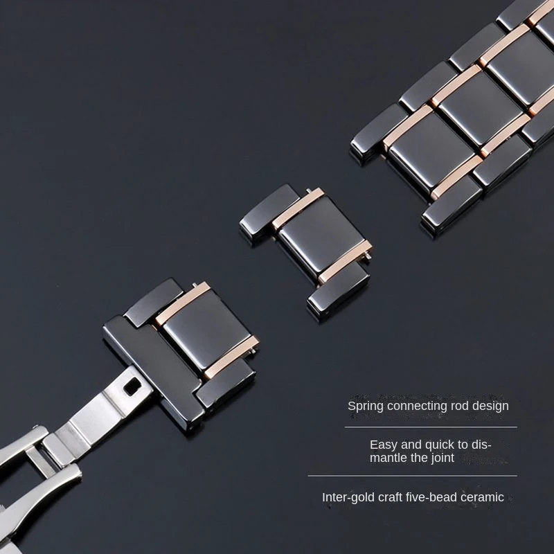 Elegant Ceramic Watch Strap - Precision Steel Watchband for Men and Women, Luxurious Design in 18mm, 20mm, 22mm Sizes