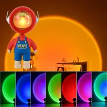 

Sunset Lamp Rainbow Projector Night Light Table Astronaut Robot Rainbow Projection Sun Lamp Bedroom Sunset Atmosphere Lights