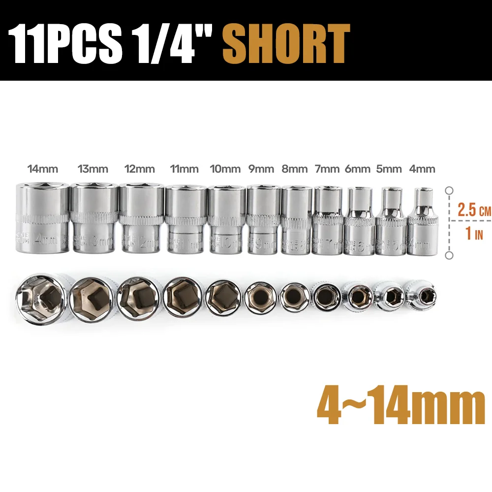 1/4 Zoll Antrieb 4 4,5 5 5,5 6 6,5 7 8 9 10 11 12 13 14mm Ratschenschlüssel Steckschlüssel Doppelendiges Handwerkzeug – Detail 6