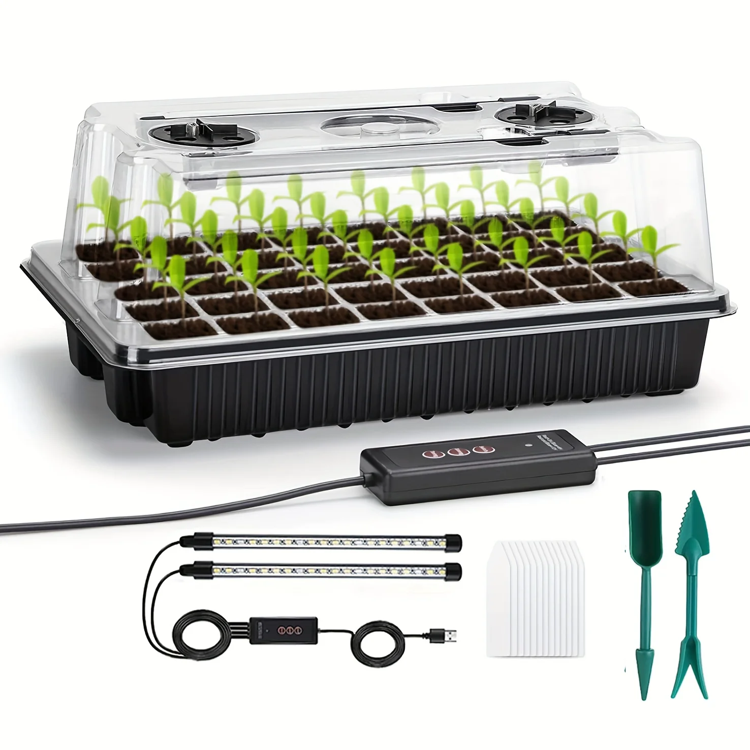 Seed Starter Kit with Grow Lights & Humidity Control - Indoor Plant Germination and Propagation Tray