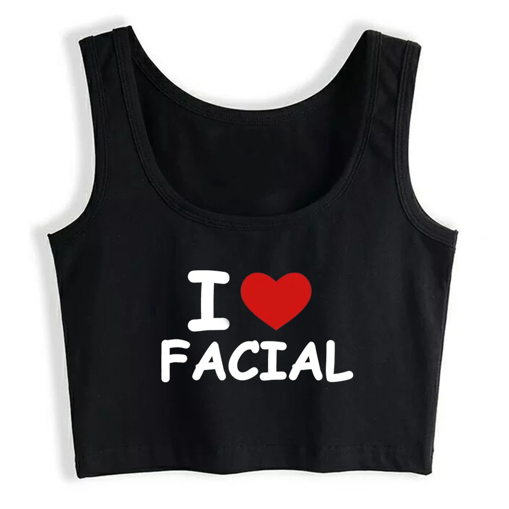 

Хлопковый сексуальный кроп-топ с надписью «I Love Facial»
