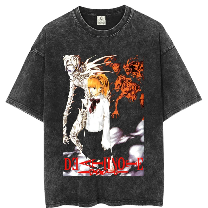 

2023 Anime Death Note Misa Amane T Shirt Men Women Cotton Vintage Washed Oversized Harajuku Tshirt Streetwear Summer Y2k T-shirt