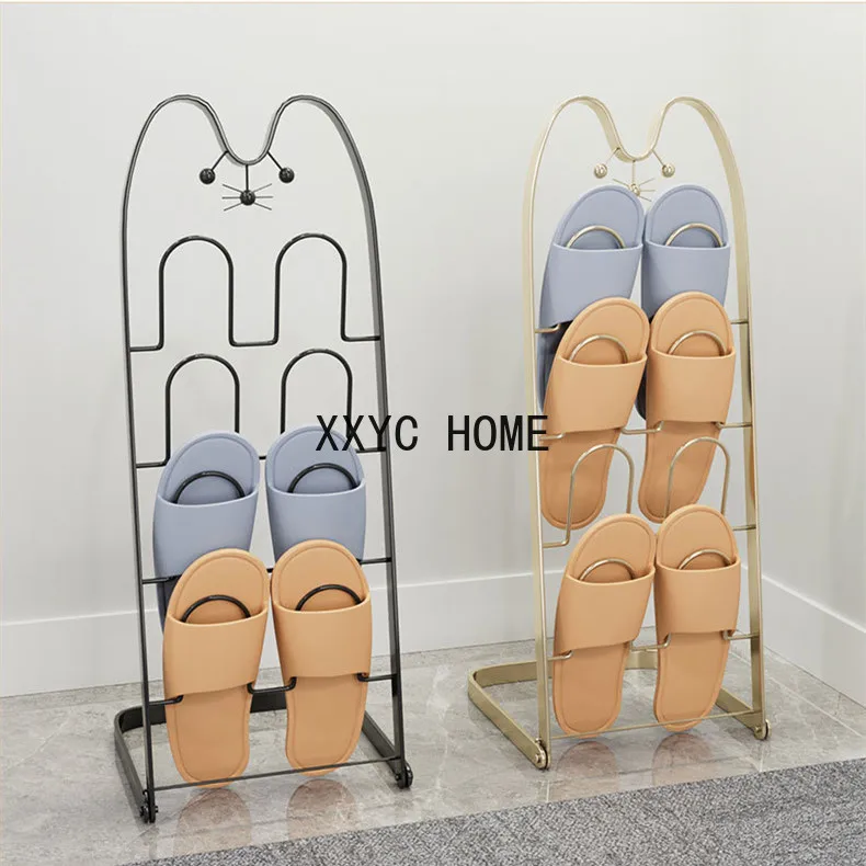 

4 Layers Light Luxury Perforation-Free Iron Multifunctional Storage Rack Living Room Shoe Bathroom Towel Slipper Rack