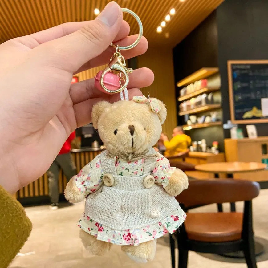 미니 테디 베어 인형 자동차 키체인, 봉제 인형 키체인, 작은 선물 키체인, 가방 펜던트, 테디 베어 키체인 선물