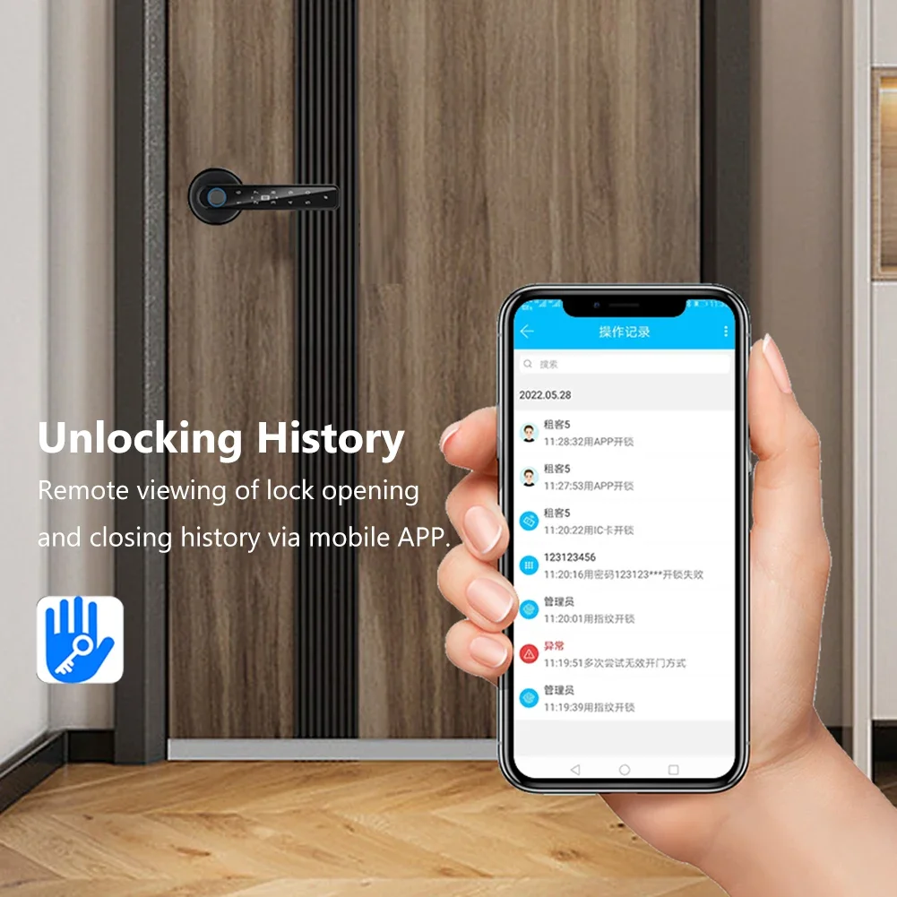 Tuya TTLOCK APP Control Door Lock Smart Home Biometric Fingerprint Lock BT APP Remote Unlock Keyless Entry Digital Password Lock