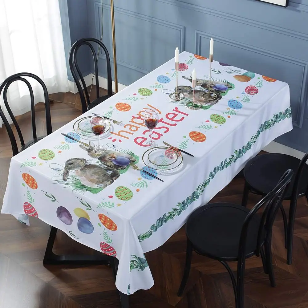 imi shop Tovaglia Pasquale in Cotone Stampata Digitale Ad Alta Definizione per 6-12-18 persone, Tovaglia Rettangolare, Copritavolo Pasqua con motivo coniglio e uova, Made in Italy (140x180