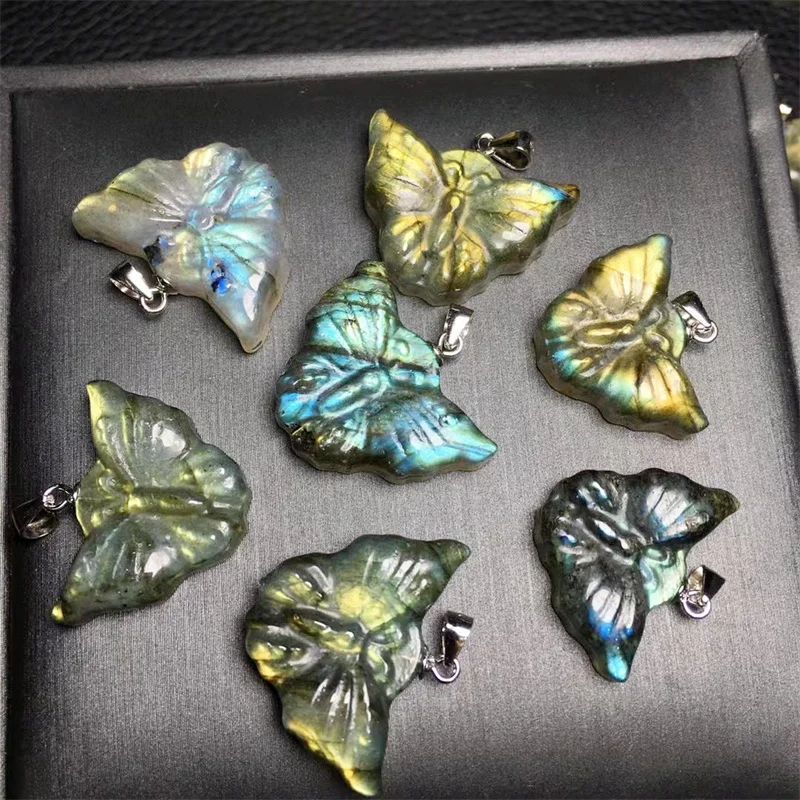 

S925 Natural Labradaorite Butterfly Pendant Healing Energy Stone Party Jewelry Fengshui Holiday For Women Gift