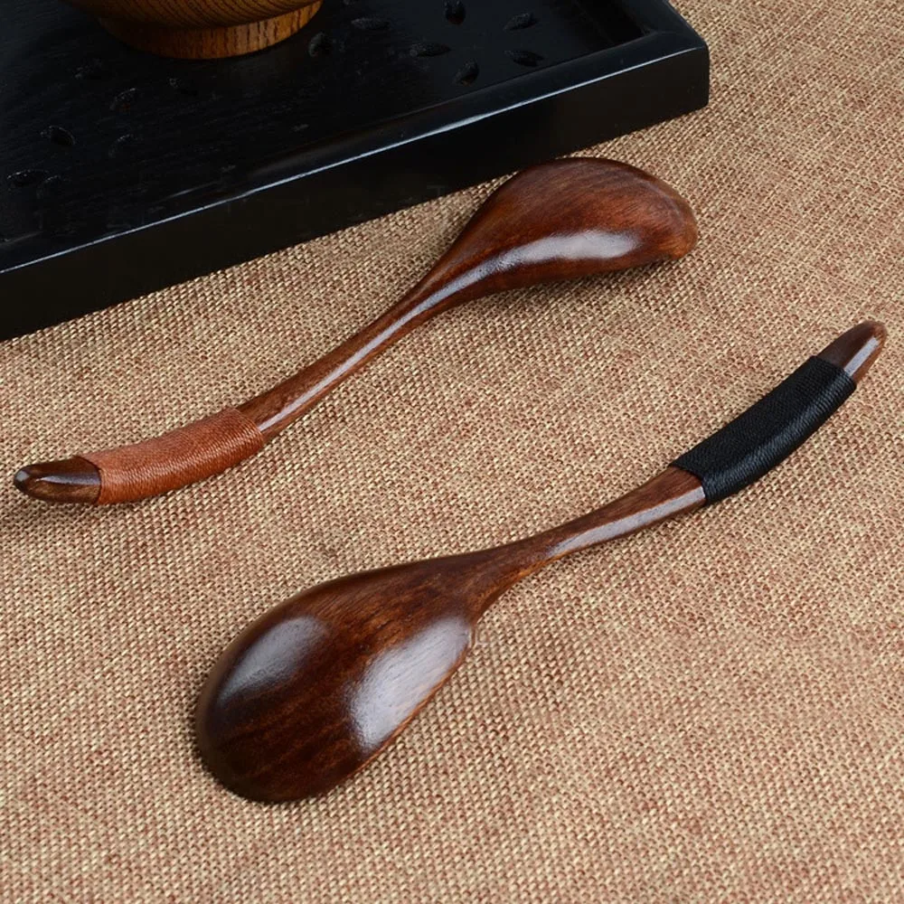 

New Wooden Spoon Bamboo Kitchen Cooking Utensil Ice Cream Coffee Tea Soup Creative Dinner Tableware