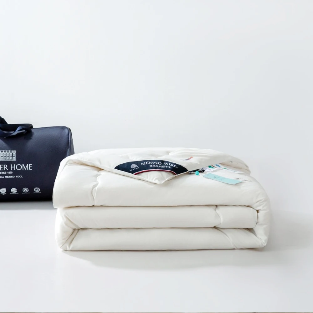 Sondeson Luxury Natural 100% Wool Quilt White Ultra-Soft Wool Filled Comforter Single Twin Double Queen King Blanket All Season