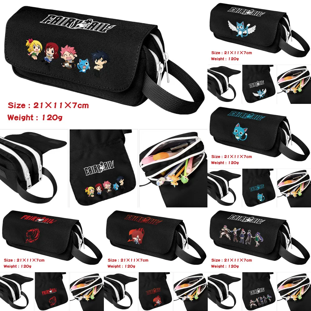 

Anime Fairy Tail Pen Bag Large Capacity Double-layer Pencil Case Student Stationery Storage Bags Gift