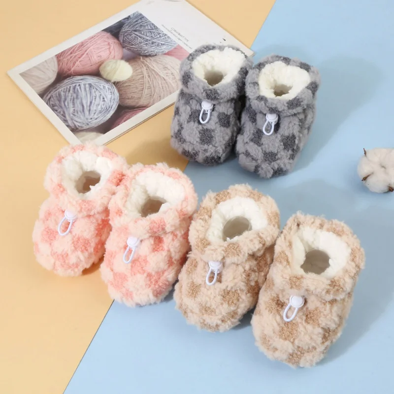 Autumn Winter Baby Snow Boots Newborn Girls Boys Warm Shoes Toddler Soft Sole Plush Floor Shoes Infant Toddler Cotton Boots 1