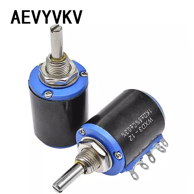 Wire Wound Potentiometer WXD3-12-1W Precision Multiturn Potentiometer 100 220R 470R 1K 2K2 3K3 4K7 5K6 10K 22K 33K 47K WXD3-12 1W Wirewound Potentiometer