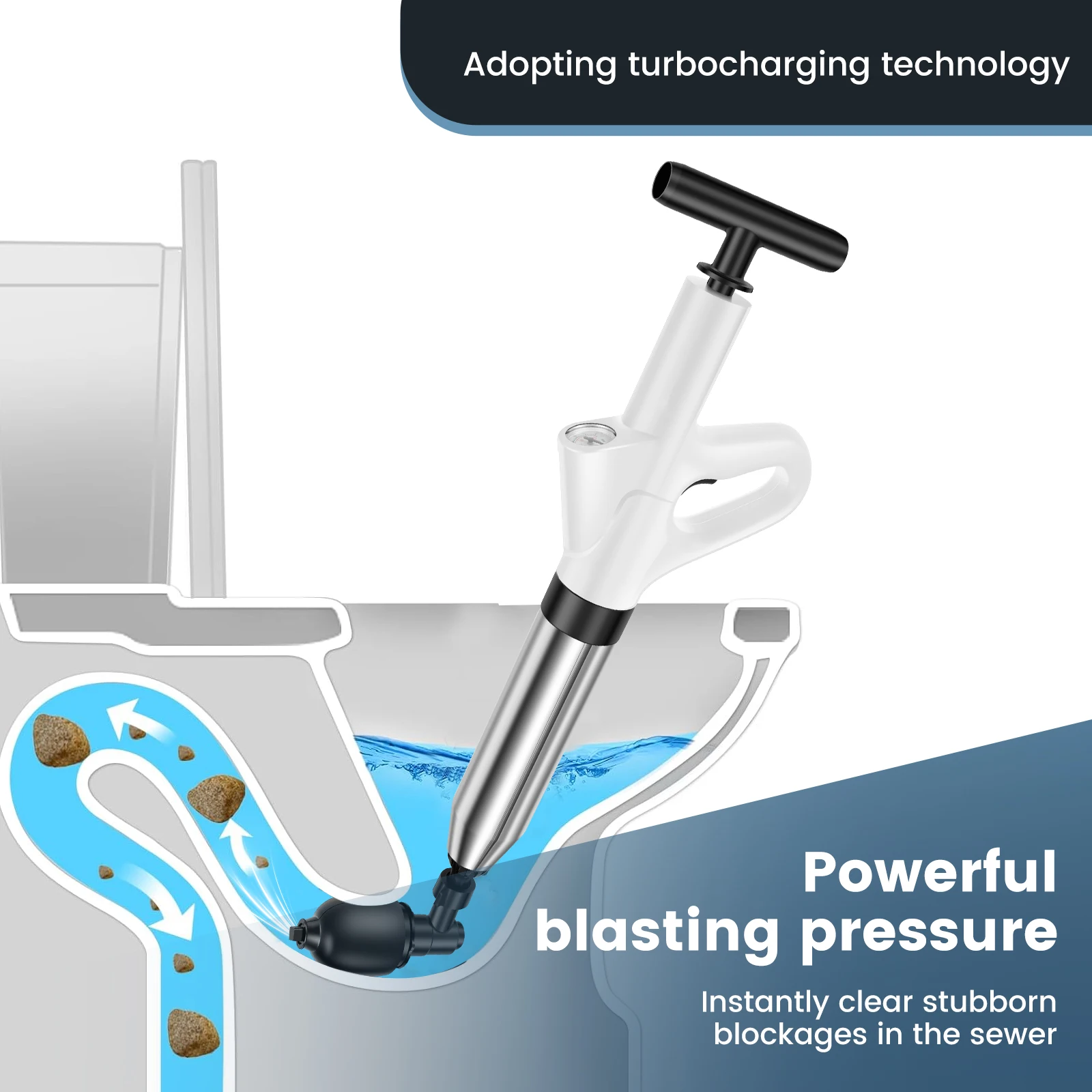 High Pressure Toilet Plunger Bathroom Drain Clog Remover Tool Efficient Air Plunger Blaster Versatile Toilet Unclogger for Home