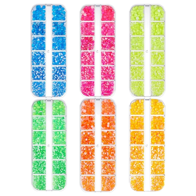 

1Box 3D Fluorescent Glass Rhinestones Nails Art Mixed Supplies Manicure DIY Decorations