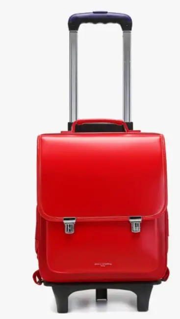 Japan PU Children Rolling School Backpack for girls Tolley Bag for School wheeled backpack Orthopedic Japan school Bag wheels 5