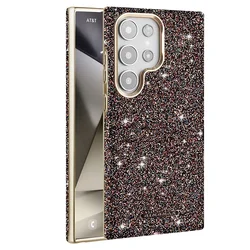 Glitter Bling Magnetic Attraction Phone Case with Electroplating Bumper - Galaxy S26 (Coffee)