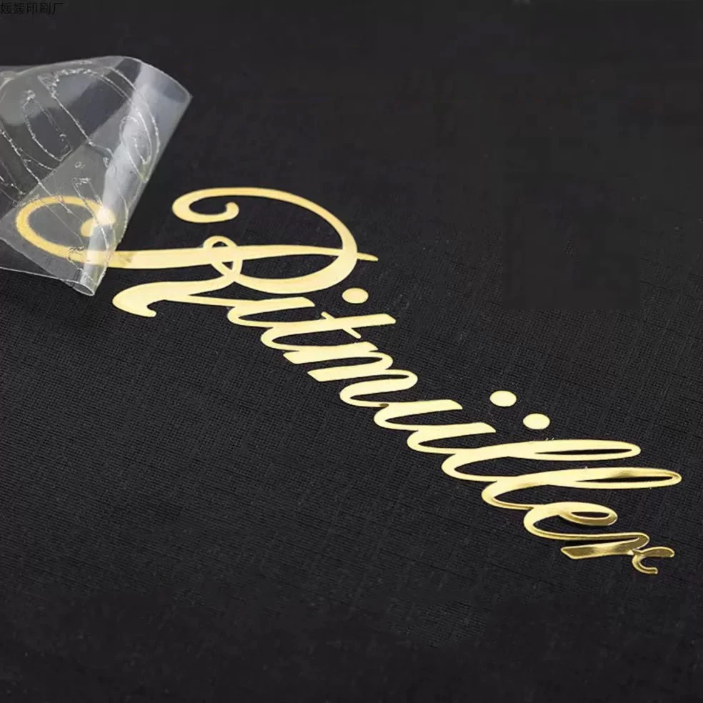Metal transfer sticker 50PCS 3D custom logo name self-adhesive with any text Gold and Silver for easy tearing