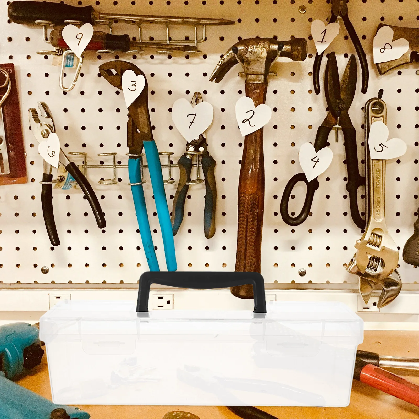 소형 부품 정리함 케이스 휴대용 투명 뚜껑 30x9.7x8.6cm 다용도 보관함 (너트, 볼트, 나사, 하드웨어용)