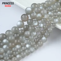 A+++ Natural Silver Grey Moonstone 6 8 10mm Loose Beads for Jewelry Making Bracelets Stone Beads DIY Accessories 1