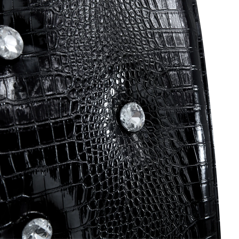 2er-Set, gepolsterte Retro-Esszimmerstühle mit Alligatorleder, mit Kristallschnallendesign und Kunstlederdesign, Eleganz – Detail 9