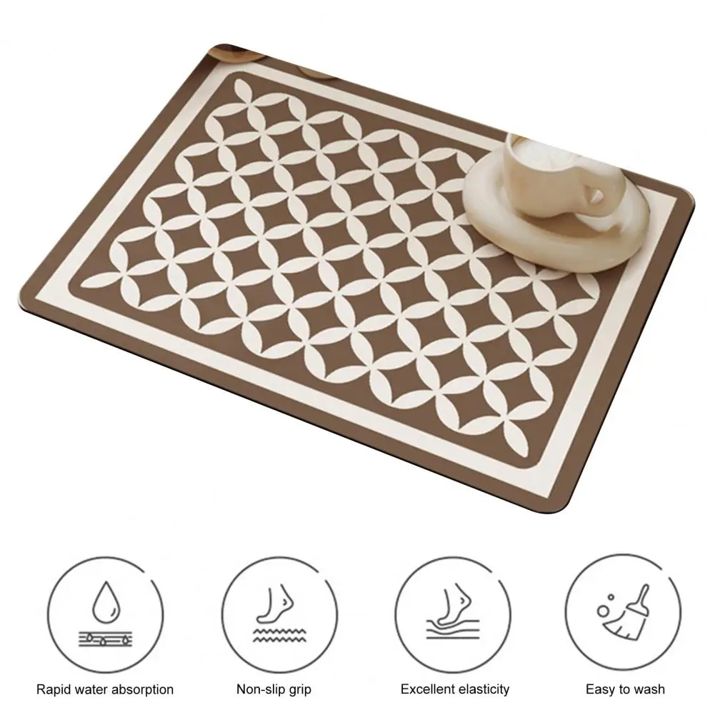 

Roll-up Kitchen Drying Mat Multi-functional Drying Mat Geometric Kitchen Countertop Drying Mat Super Absorbent for Dishware