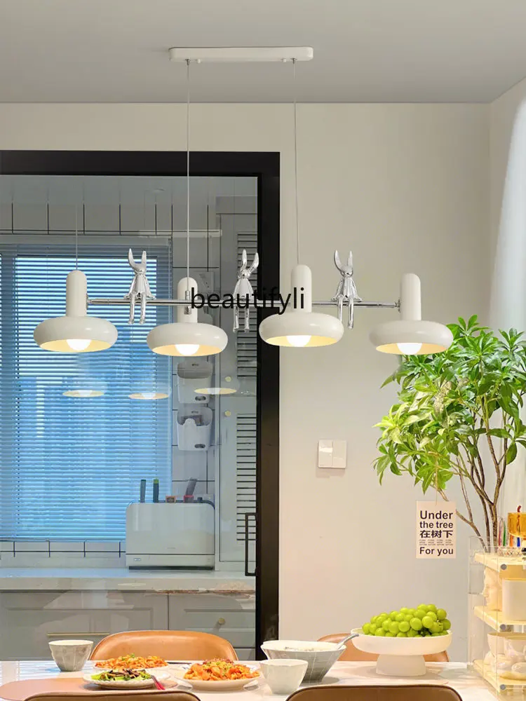 

Люстра zq средней длины в виде кремового кролика, мультяшное освещение для столовой, гостиной, спальни, бара