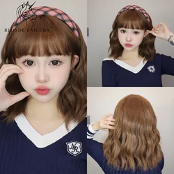 Blonde Unicorn Ombre Brown Short Bob Wigs with Bangs Party Cosplay Halloween Natural Hair Synthetic Heat Resistant Fiber