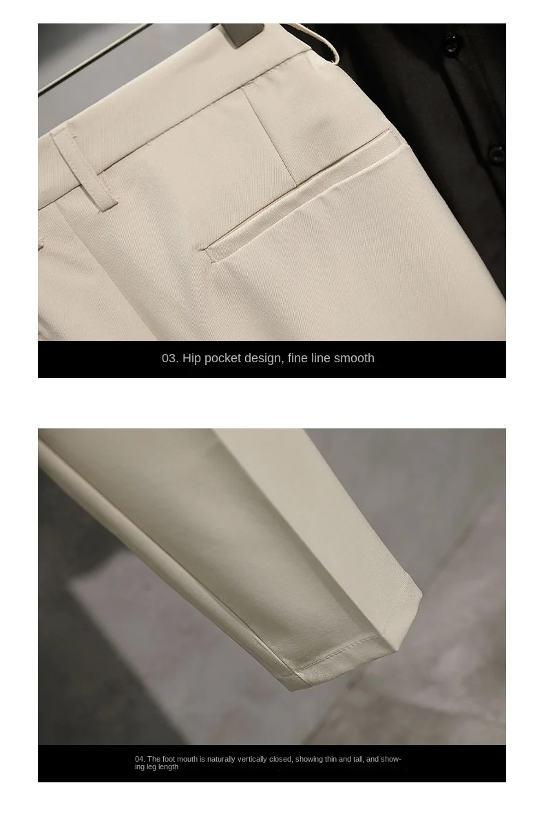 Description Picture 5 of itemSagging suit pants for men's summer fashion Korean straight fit casual versatile business cropped solid color pants