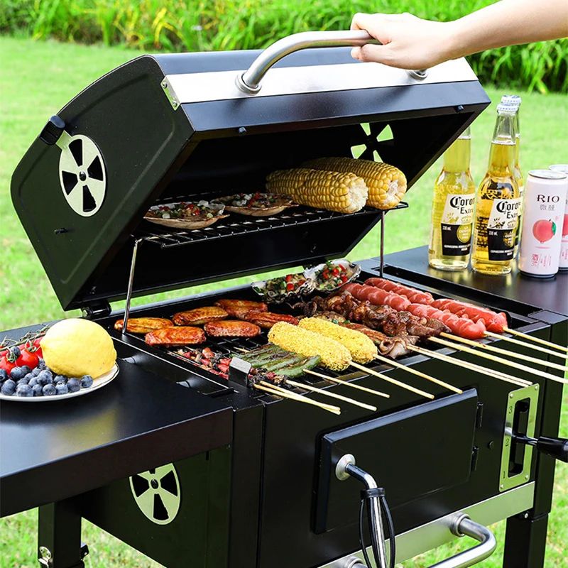 Outdoor Gas Charcoal Grill Barbecue LPG Gas Grill Backyard BBQ Picnic Grill Outdoor Portable Folding Embedded Oven BBQ Camping 6