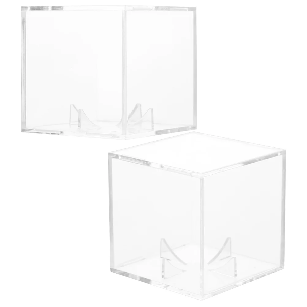 

2 Pcs Highly Transparent Square Acrylic Baseball Dustproof Storage Display Box Collection 2pcs Case