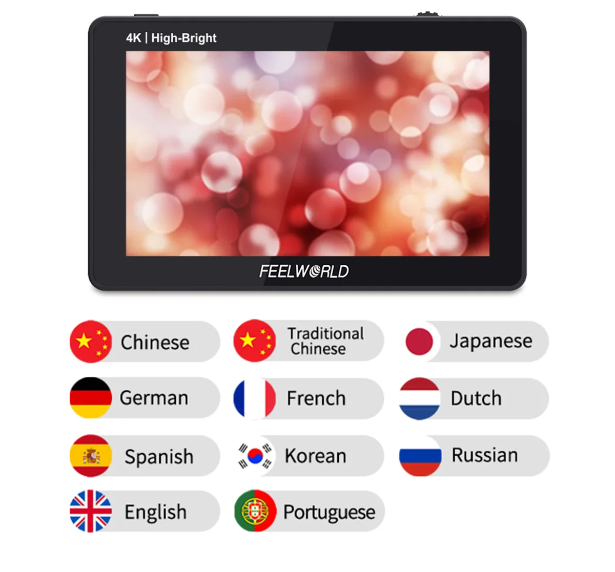 &middot;Feelworld F6 PLUSX 5.5 Inch Camera Field Monitor 1600nit Touch Screen HDMI In Out 3D LUT IPS Full HD 1920X1080 for DSLR Camera
