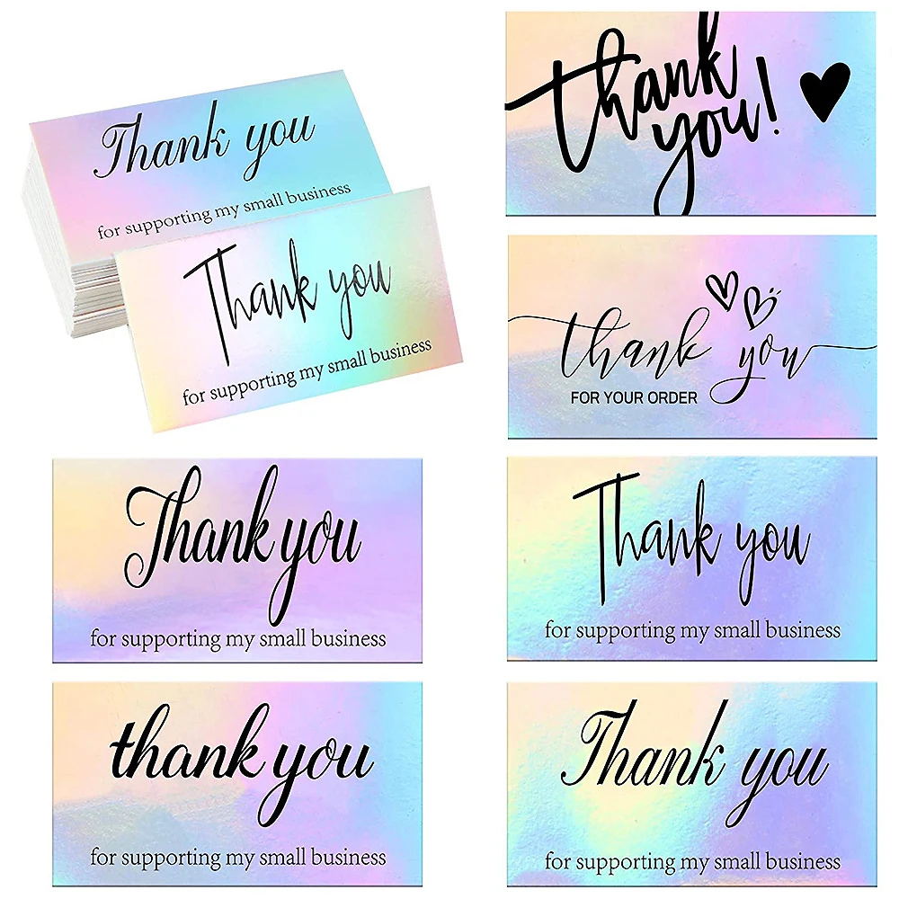 

50Pcs Laser Thank You Cards for Supporting My Small Business Card Gift Thanks Greeting Card Appreciation Cardstock Sellers Shop