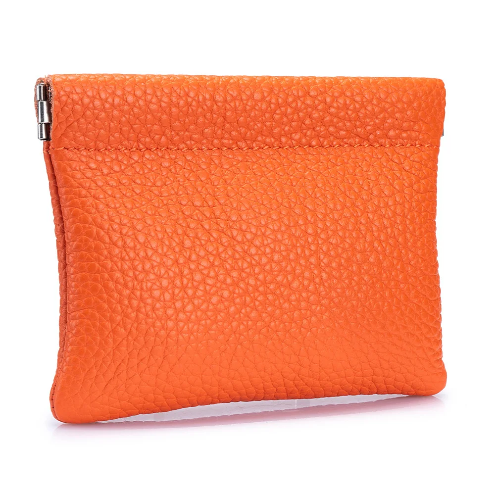 Mini Coin Purse Genuine Leather Small Coin Wallet Pebble Pattern Leather Squeeze Coin Purse Pouch Change Holder for Men & Women