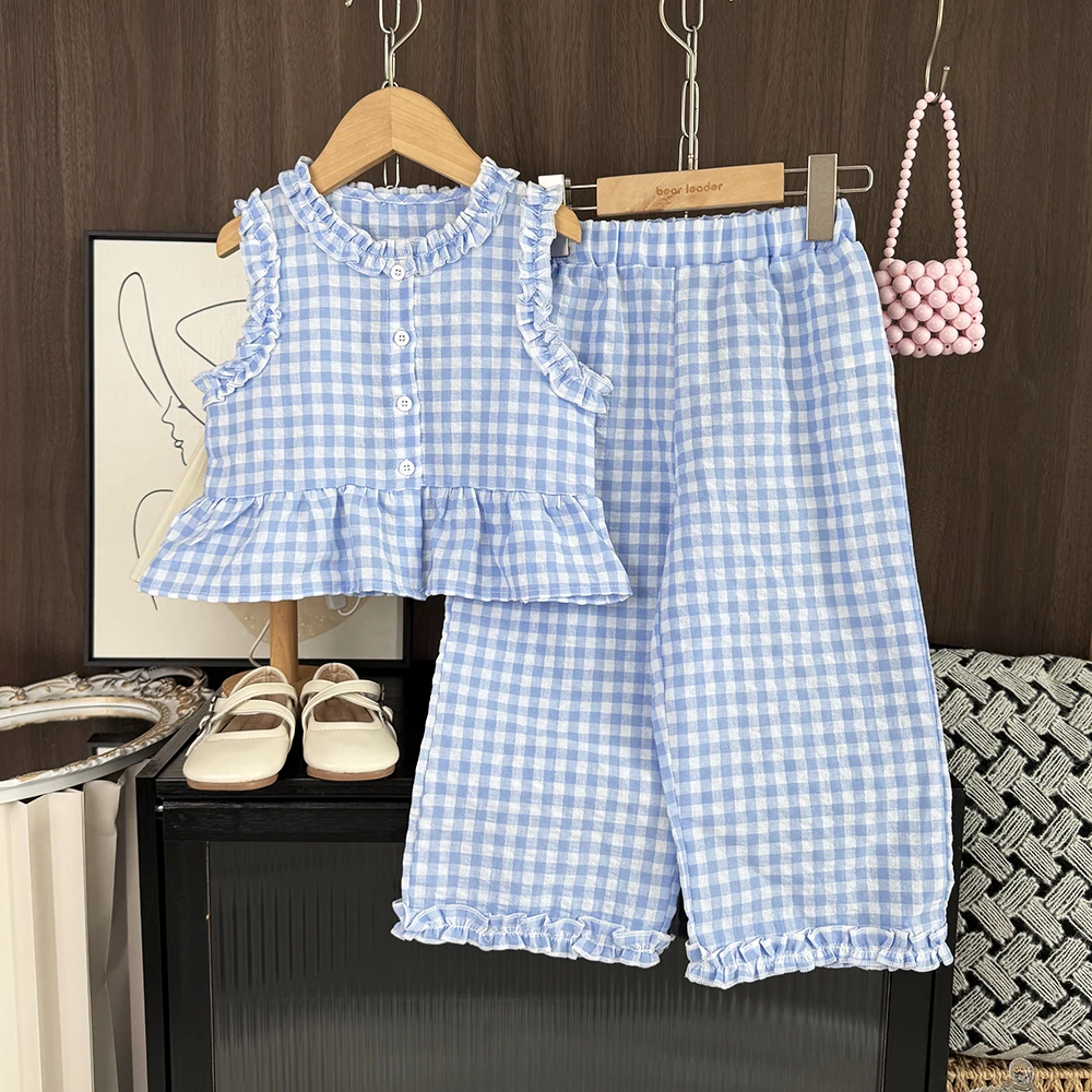 Chic Pink Girl's Summer Two-Piece Set with Sleeveless Top and Casual Pants