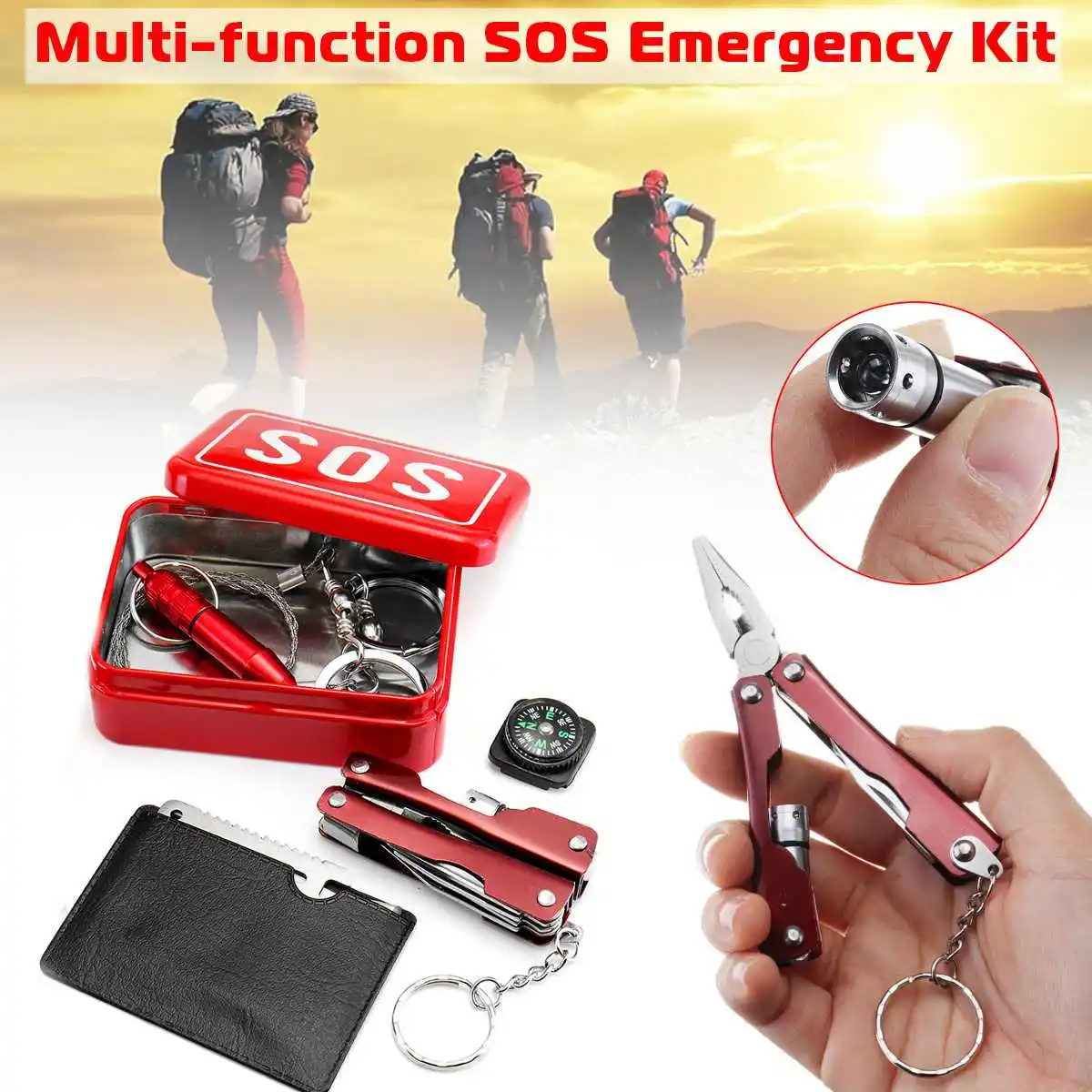 Description Picture 4 of itemSOS Outdoor Camping Travel Kit Multifunction First Aid EDC Emergency Tactical Hiking Supplies Wilderness Tool