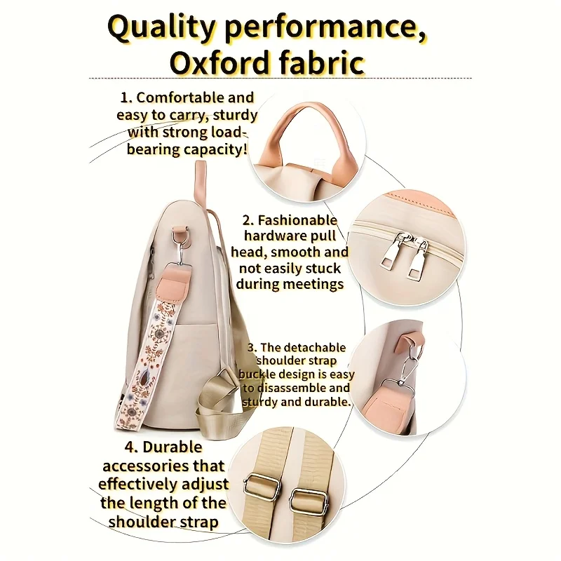 New Flower Embroidery Women's Fashion Backpacks Nylon Multiple Pockets Travel Backpack For Women Daily Travel